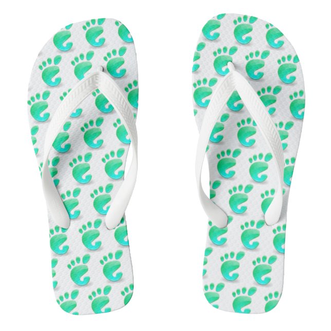 Grüne Fußabdruck-Muster-Strand-Schlappen Flip Flops (Fußbett)
