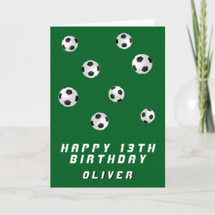Grüne Fußballjungen Glücklicher Geburtstag Karte