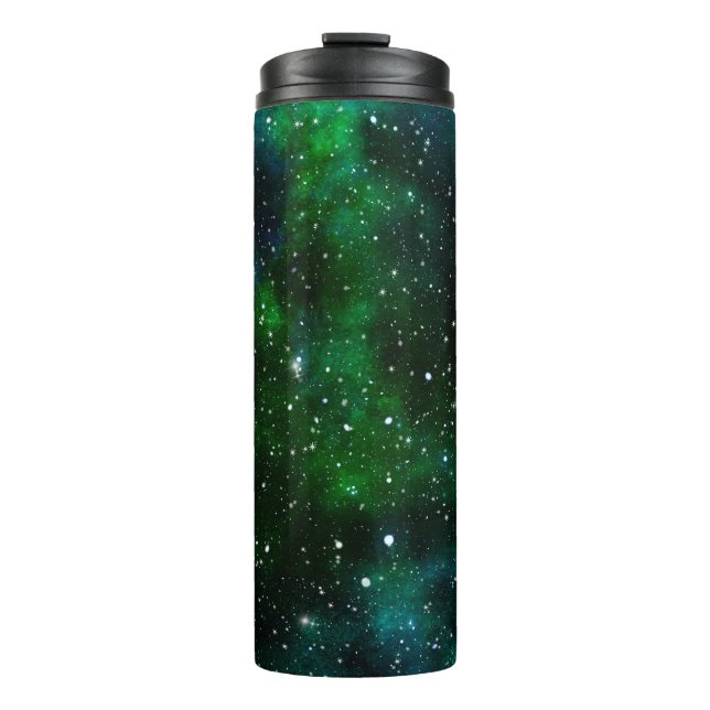 Grüne Galaxie Starry Night Thermal Tumbler Thermosbecher (Vorderseite)