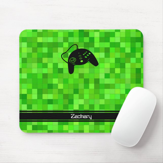 Grüne Gamer-Pixel | PERSONALISIERT Mousepad (Mit Mouse)