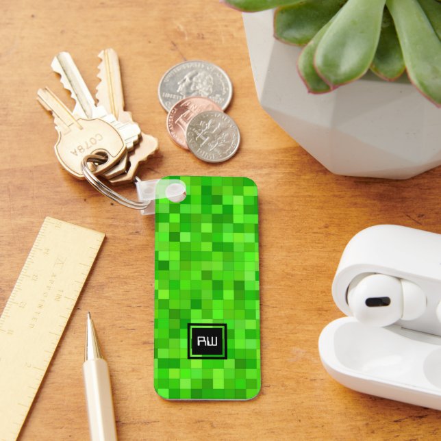 Grüne Gamer-Pixel Personalisiert Schlüsselanhänger (Schreibtisch)