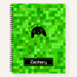 Grüne Gamer-Pixel | Personalisierte Spirale Notizbuch
