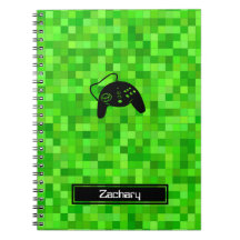 Grüne Gamer-Pixel | Personalisiertes SpiralNoteboo