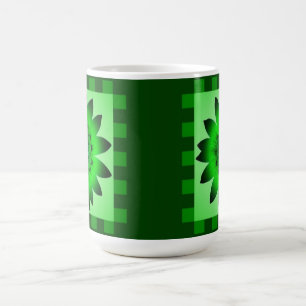 Grüne Gänseblümchen-Blume, Streifenmuster - Tasse