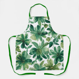 Grüne Gartenaquarellmalerei Botanische Blumen Schürze