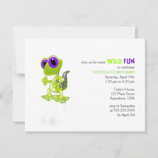 Grüne Gecko Geburtstagseinladung Einladung
