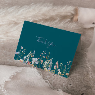 Grüne geklappte Hochzeit mit mehrfarbiger Wildblum Dankeskarte