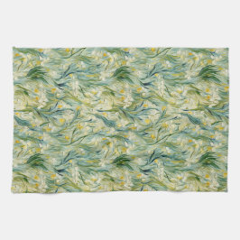 Grüne gelbe Botanische Iris Muster Küchentücher