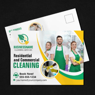 Grüne Gelbe Haussäuberungsjacke Postkarte