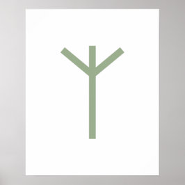 Grüne geometrische Algiz (Schutz) Poster