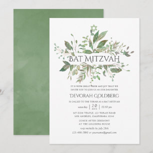 Grüne Geometrische Bat Mitzwa Einladung
