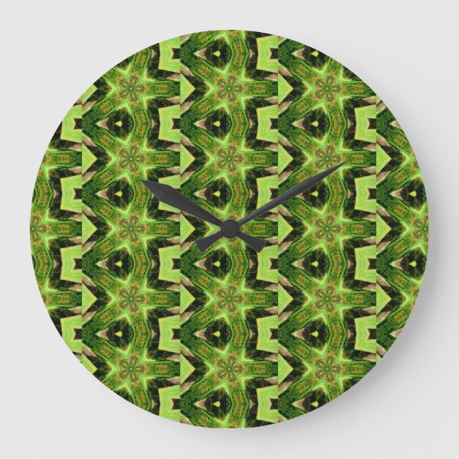 grüne geometrische Blickfanguhr Große Wanduhr (Vorderseite)