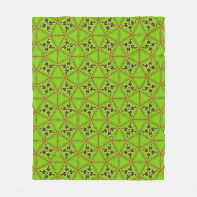 Grüne geometrische Muster-Fliesendecke  Fleecedecke (Vorderseite)