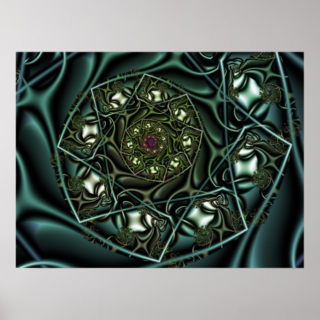 Grüne geometrische Spirale Poster (Vorne)
