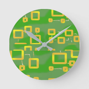 Grüne geometrische Wanduhr