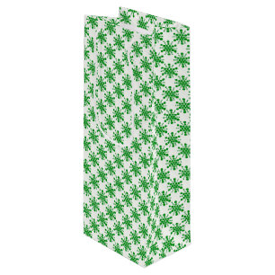 Grüne gepunktete Sterne auf weiß Geschenktüte Für Weinflaschen