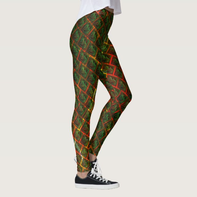 "Grüne gerahmte Augen", Kratzer oder rotes Gitter. Leggings (Rechts)