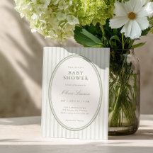 Grüne gestreifte elegante Babyparty-Einladung