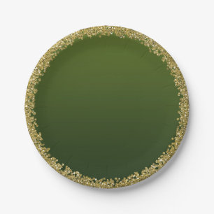 Grüne getauchte Gold Glitter Glam Funkel Party Pappteller