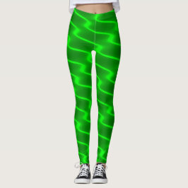 Grüne gewellte Neonlinien Leggings