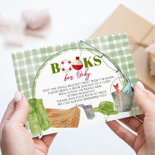 Grüne Gingham-Angeln-Baby-Party-Bücher für Baby Begleitkarte