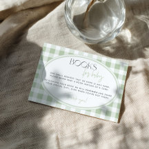 Grüne Gingham Baby Shower Beilagekarte