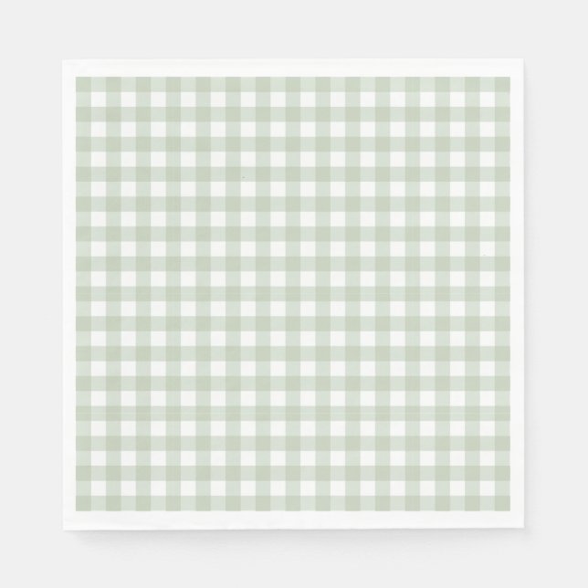 Grüne Gingham Coquette-Schleifen-Party-Dessert Serviette (Vorderseite)