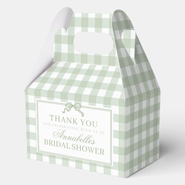 Grüne Gingham Flirt Bow Brautschauer-Geschenk Geschenkschachtel (Vorderseite)