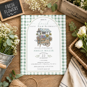 Grüne Gingham Fresh Off The Market Brautparty Einladung