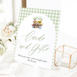 Grüne Gingham Fresh Off The Market Karten und Gesc Sockelschild