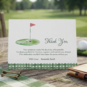 Grüne Gingham-Golf-Baby-Party Dankeschön Begleitkarte