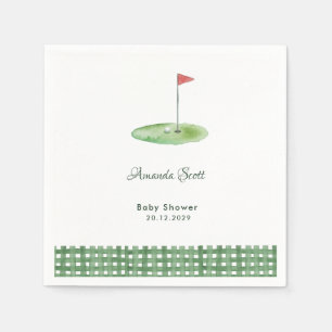 Grüne Gingham-Golf-Baby-Party Serviette