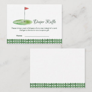 Grüne Gingham-Golf-Baby-Shower-Windeln-Raffle Begleitkarte