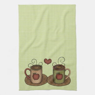 Grüne Gingham-Kaffee-Zeit Handtuch