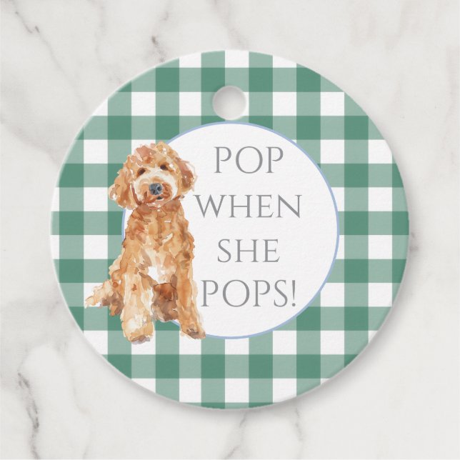 Grüne Gingham-Karo-Hunde-Anhänger Geschenkanhänger (Vorderseite)