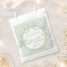 Grüne Gingham-Kokette-Bow-Baby-Shower-Nachspeise Geschenktütchen