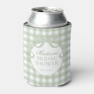 Grüne Gingham-Kokette-Bow-Bridal-Shower-Geschenke Dosenkühler