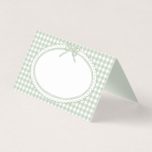 Grüne Gingham-Kokette-Bow-Platzkarten-Tischdekorat