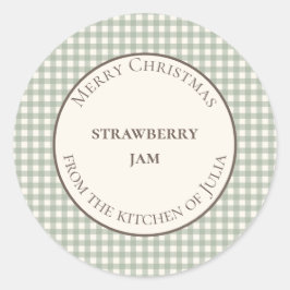 Grüne Gingham-Lebensmitteletiketten für hausgemach Runder Aufkleber