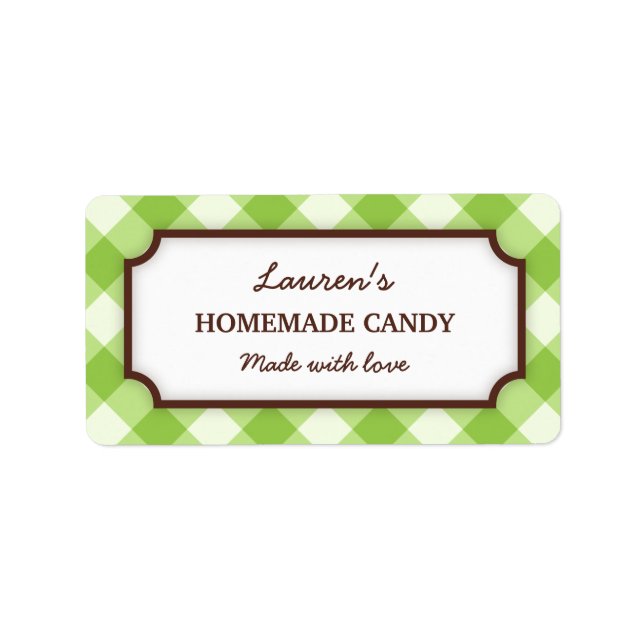 Grüne Gingham Muster Küchenbackdose Glas Adressaufkleber (Vorne)