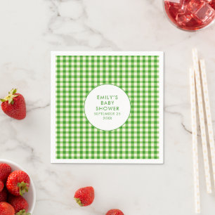 Grüne Gingham Name Babydusche Serviette