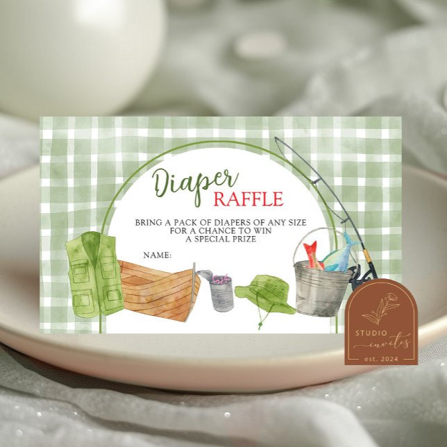 Grüne Gingham-Windeldiaper-Raffle-Karte Begleitkarte (Von Creator hochgeladen)