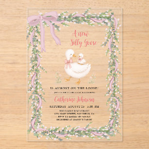 Grüne Girlande New Silly Goose Baby Shower Acryleinladungen