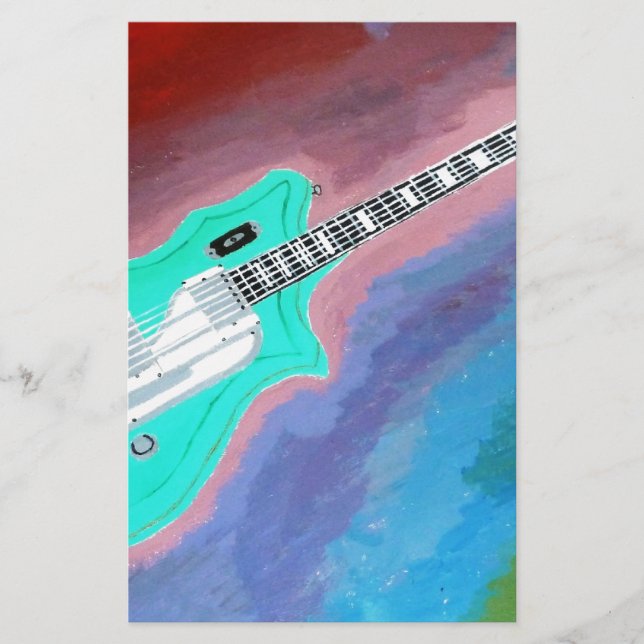 Grüne Gitarre Briefpapier (Vorderseite)