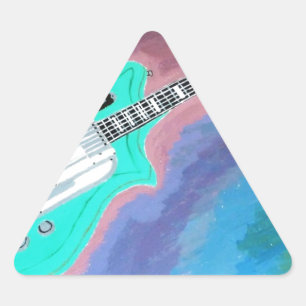 Grüne Gitarre Dreieckiger Aufkleber