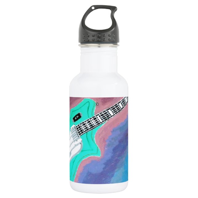Grüne Gitarre Edelstahlflasche (Vorderseite)