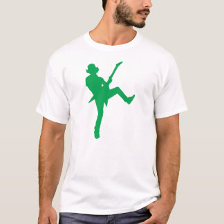 Grüne Gitarrespieler-Silhouette T-Shirt
