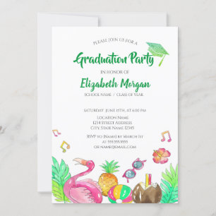 Grüne Glitter-Abschlusskappe für Beach Party, Absc Einladung