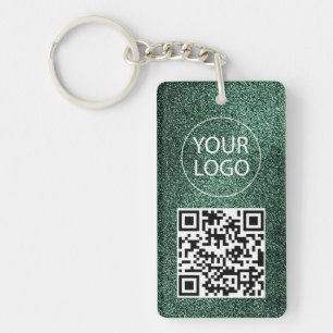 Grüne Glitter-QR-Code-Visitenkarte Ihr Logo Schlüsselanhänger
