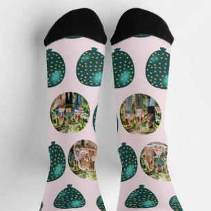 Grüne Glitterballons Geburtstag 4 Foto-Collage Socken